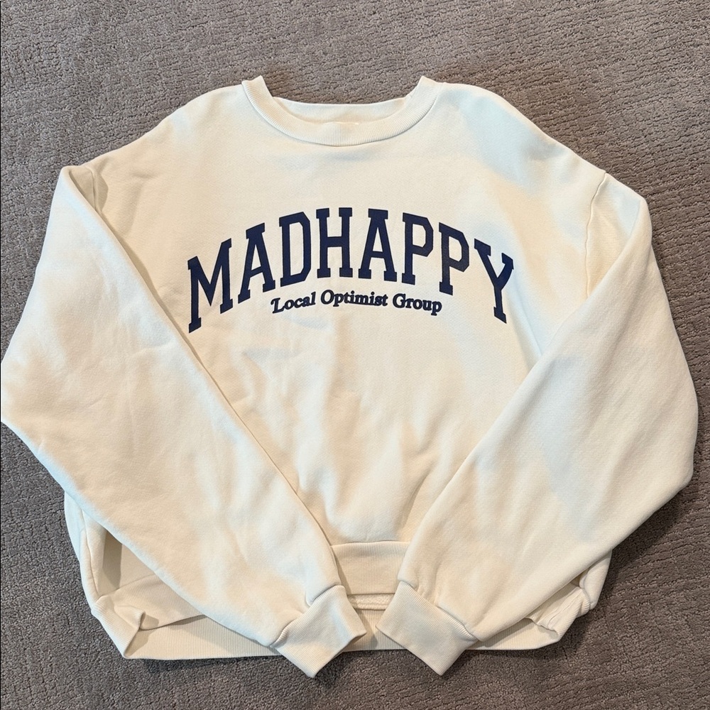 Madhappy Off-White Sweatshirt with Navy Logo